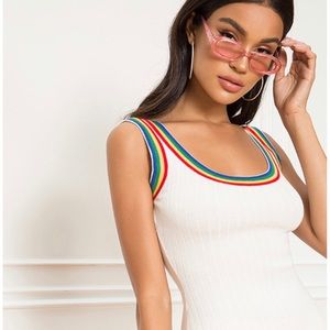 NWT superdown Drea Rainbow Ribbed Mini Dress